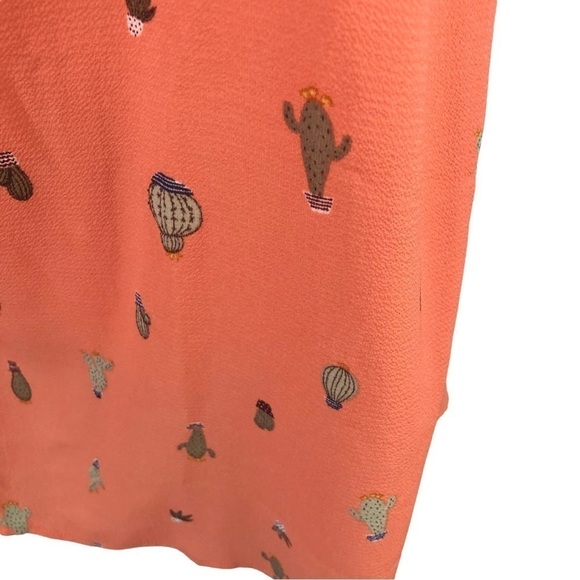 Torrid Popover Top Women 1 Orange with Green Cacti Graphics  Ruffle on Straps - Picture 4 of 9